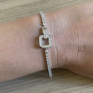 Square buckle design Moissanite & Silver Bracelet